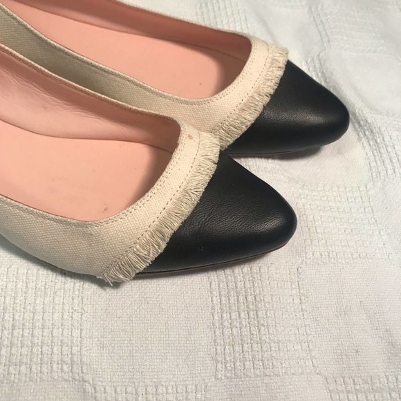 Kate Spade Natural & Black Cap Toe Nelly Flats 9.5 - Picture 3 of 6